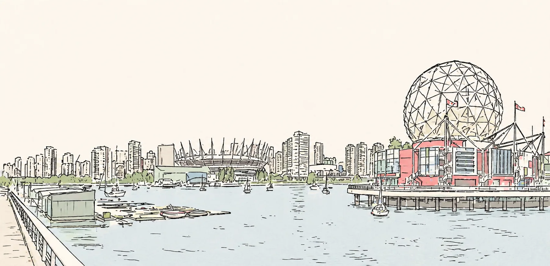 Illustration of Vancouver's waterfront skyline