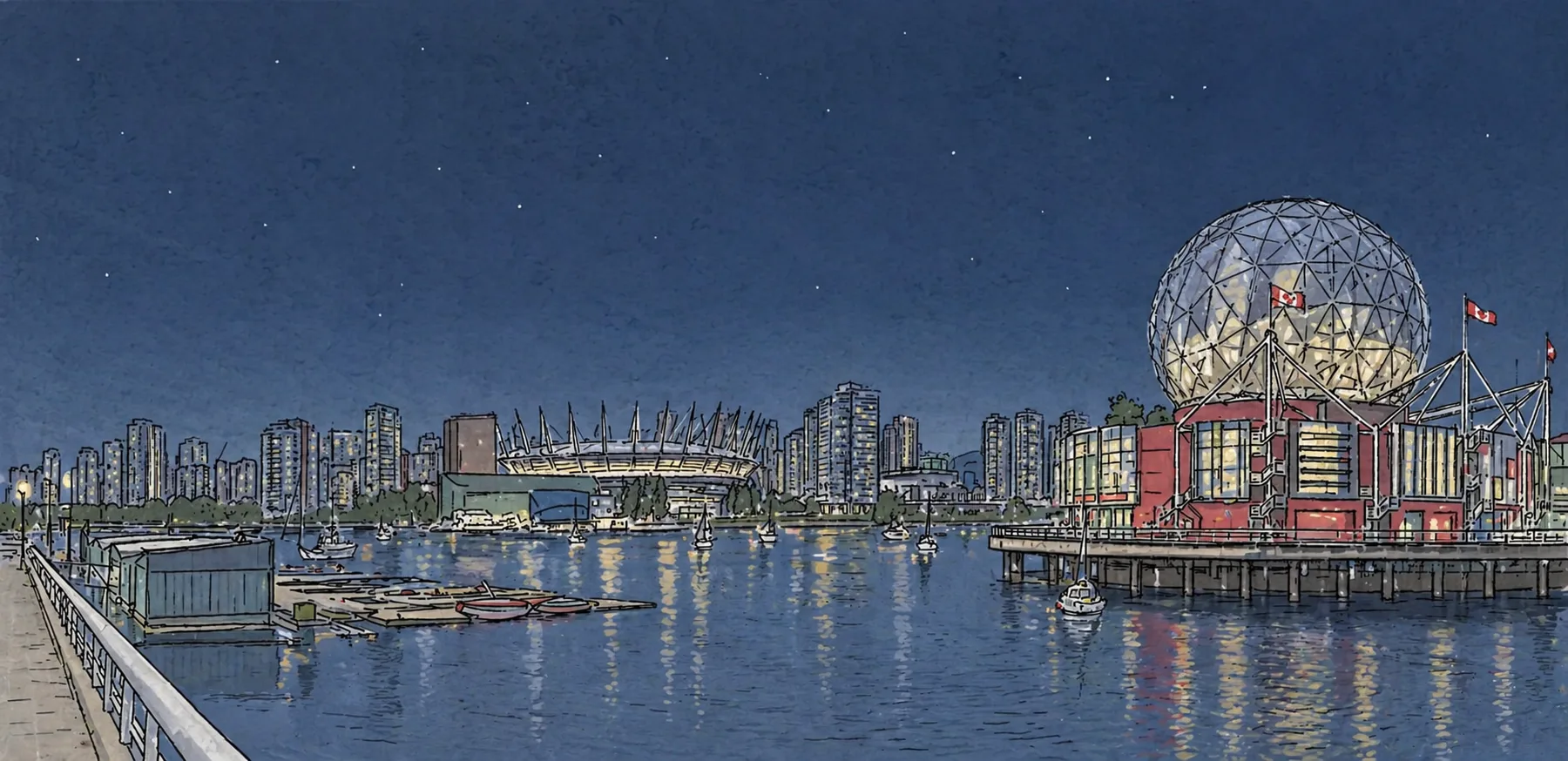 Illustration of Vancouver's waterfront skyline